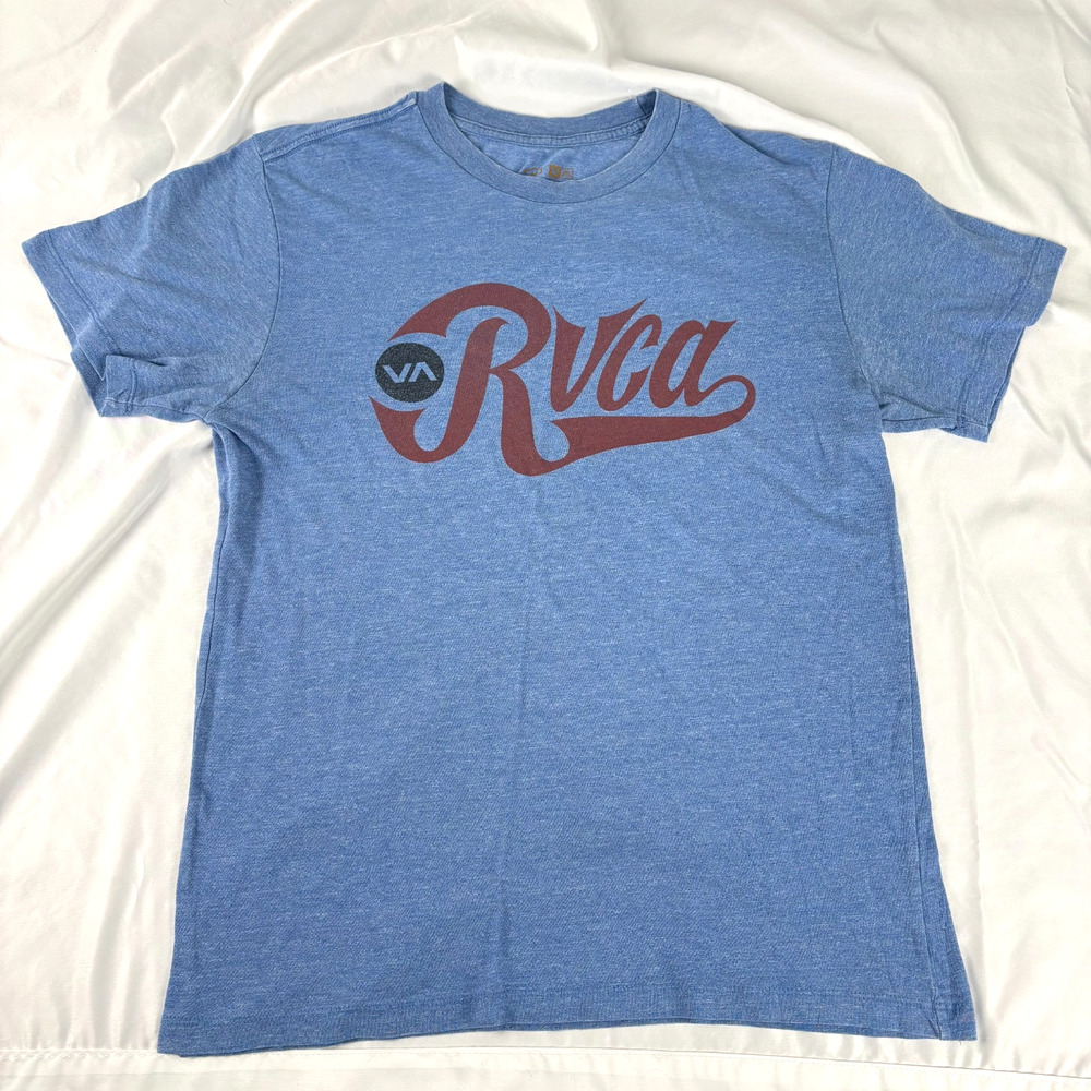 RVCA ANP Artist Network Program Logo Tee Mens M Blue Red Cotton Blend 19x25.5